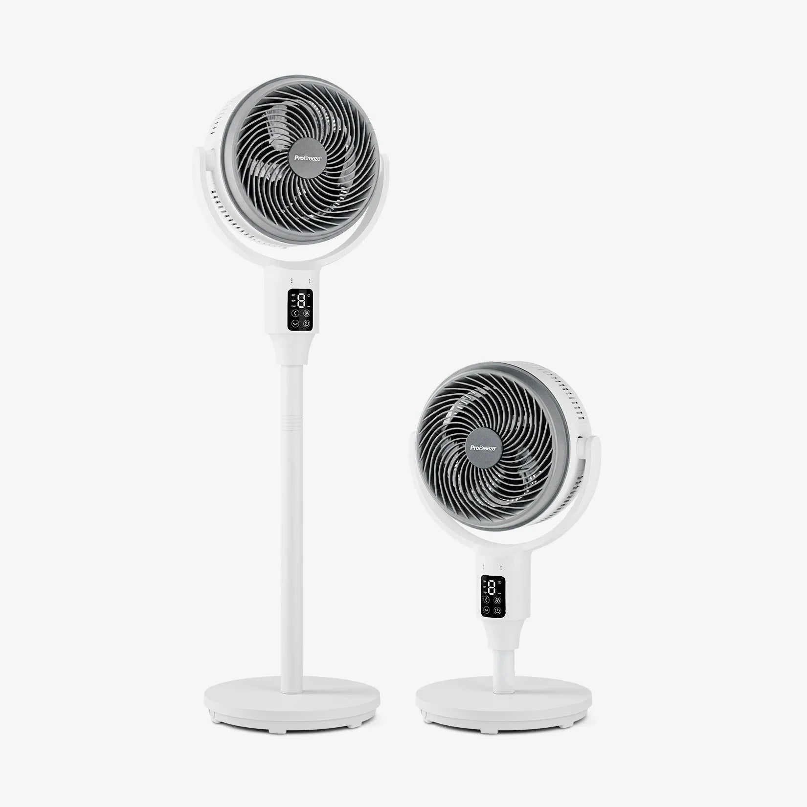 AirFlo™ 43" Hybrid Pedestal Fan - Ultra-Quiet Air Circulator - White/Grey