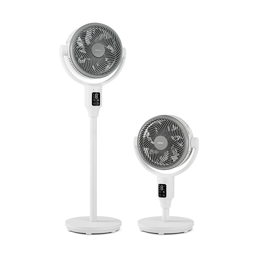AirFlo Plus™ 44" Hybrid Pedestal Fan - Ultra-Quiet Air Circulator - White/Grey