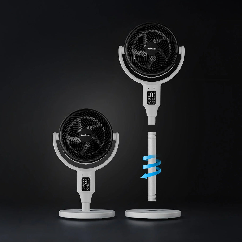 AirFlo™ 43" Smart Hybrid Pedestal Fan - Ultra-Quiet Air Circulator - White/Black