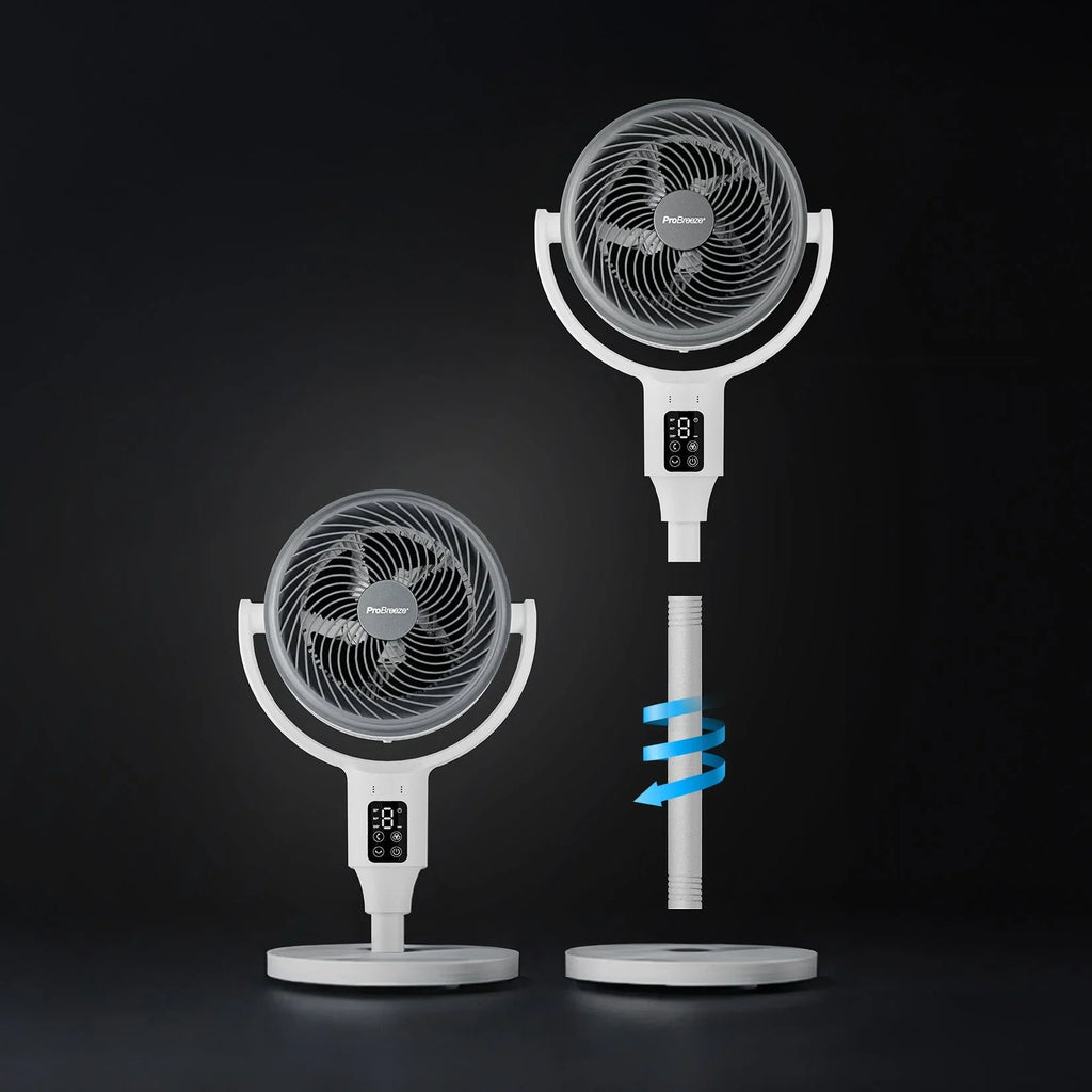 AirFlo™ 43" Smart Hybrid Pedestal Fan - Ultra-Quiet Air Circulator - White/Grey
