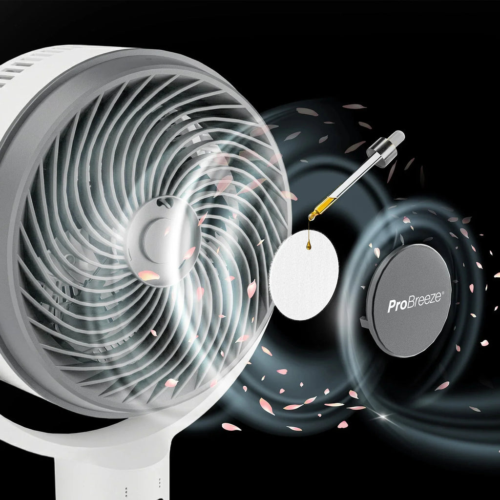AirFlo™ 43" Smart Hybrid Pedestal Fan - Ultra-Quiet Air Circulator - White/Grey