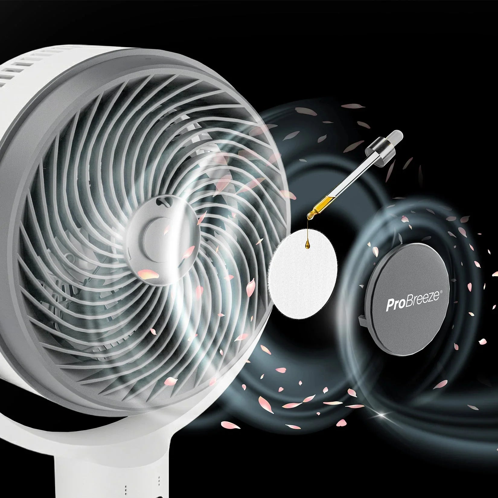 AirFlo™ 43" Smart Hybrid Pedestal Fan - Ultra-Quiet Air Circulator - White/Grey
