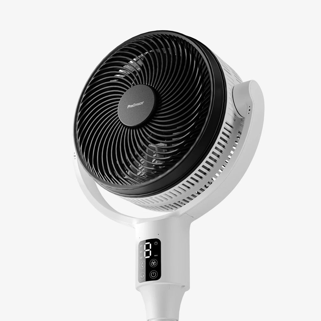 AirFlo Plus™ 44" Hybrid Pedestal Fan - Ultra-Quiet Air Circulator - White/Black