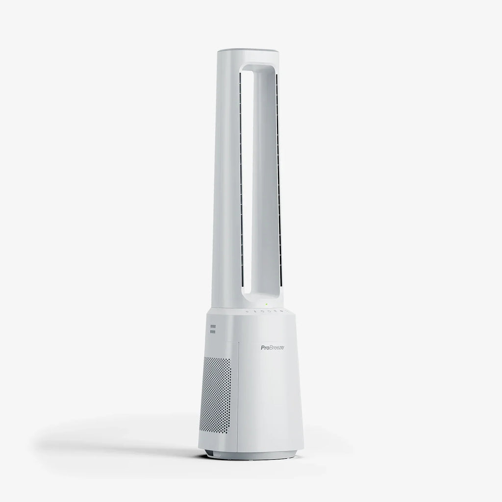 OmniAir 41" Premium Bladeless Tower Fan and Air Purifier with Smart App Control - White