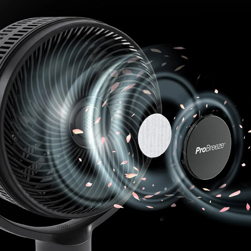 AirFlo Plus™ 44" Smart Hybrid Pedestal Fan - Ultra-Quiet Air Circulator - Black